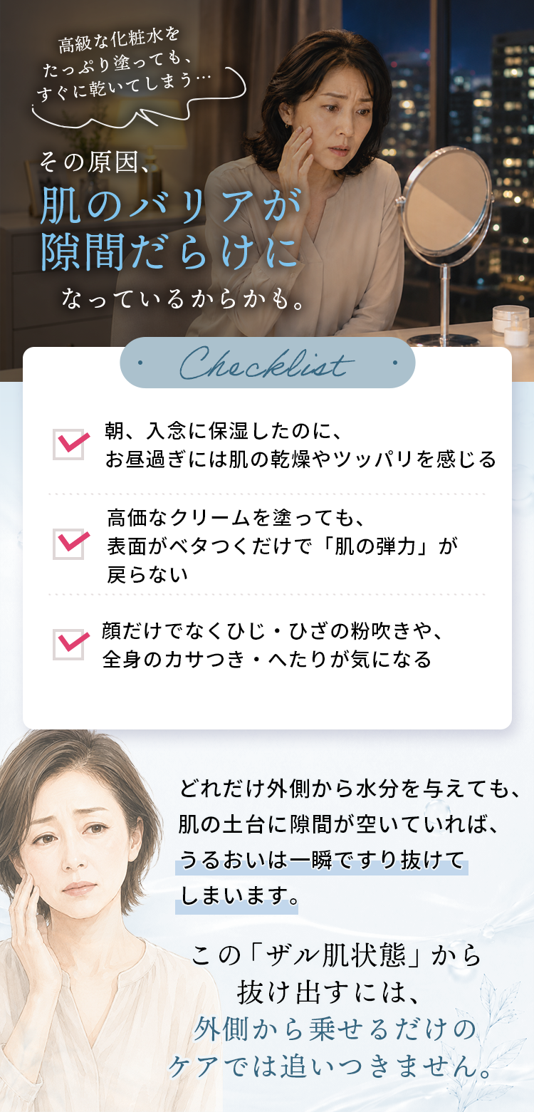 Block 02：悩み共感（ハリ不足・表情の翳り）